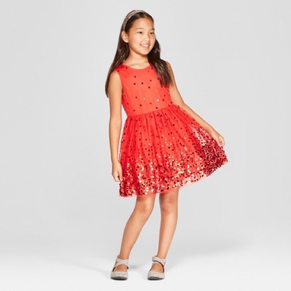 cat and jack red sequin dress